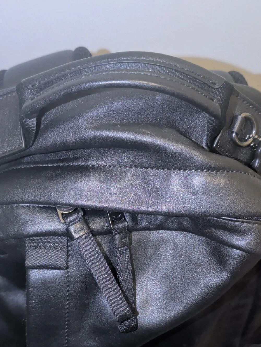 Men's Black Leather Coach Backpack - Sleek Everyday Carry